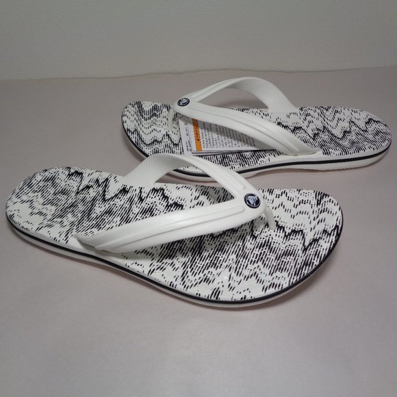 Crocs Size 10 CROCBAND CARDIO WAVE FLIP White Black Sandals New Men\'s Shoes main image 8